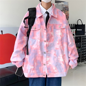 JK6112/P70秋装新款宽松扎染外套夹克男学生宽松大码潮流男上衣图片