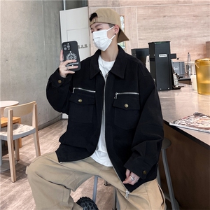 港风潮牌宽松棒球外套春秋复古高街麂皮绒休闲夹克男 W7776-P66图片