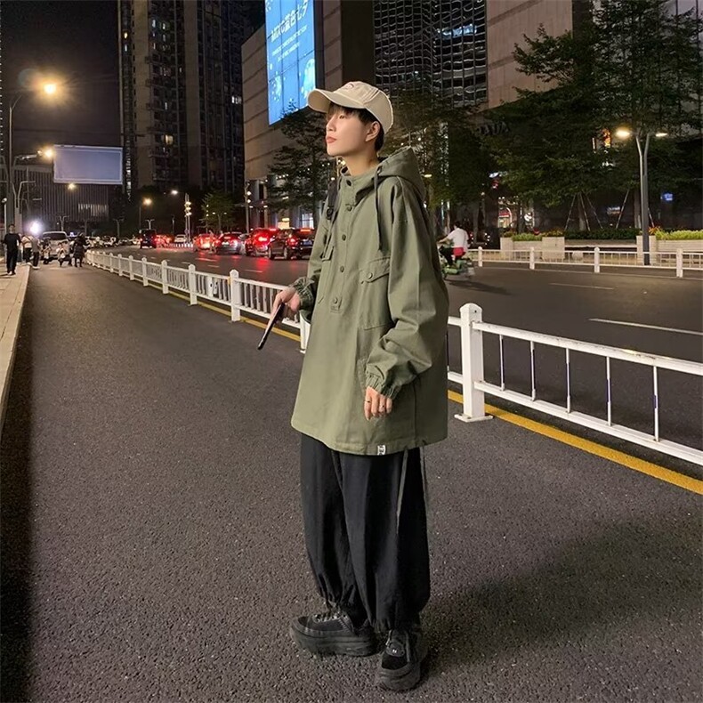 日系夹克男港风潮流连帽2023秋冬季新款ins宽松百搭外套W3104-P49,男装夹克,星座412-3