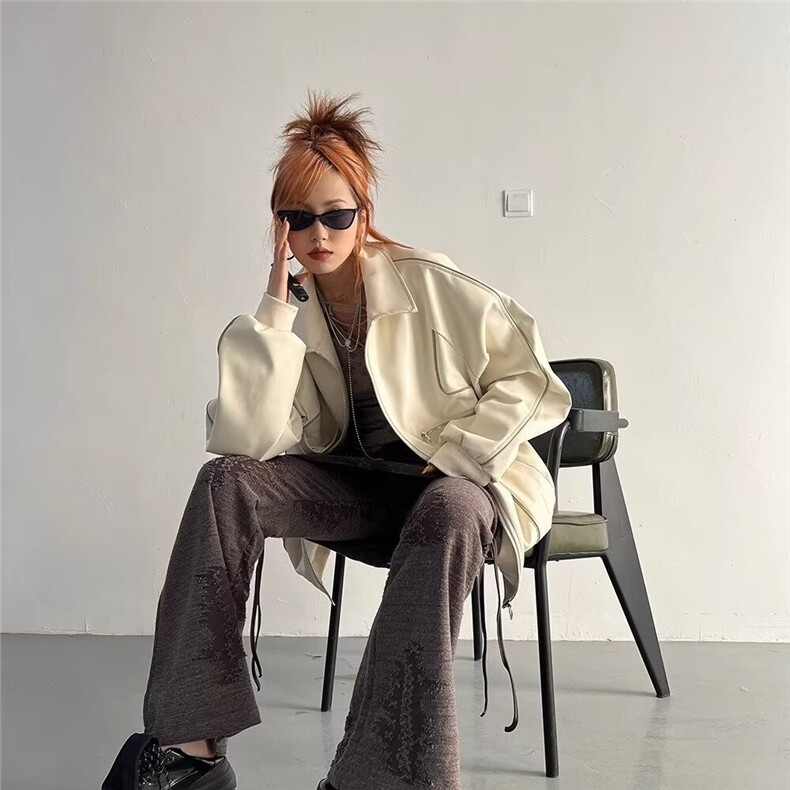 复古甜酷皮衣外套女2025秋冬新款百搭休闲机车服宽松长袖夹克上衣,男装夹克,星座506A