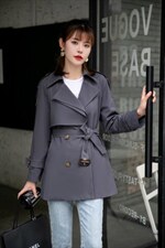 秋季新款短款风衣小外套。，女装风衣，艾美欧歌