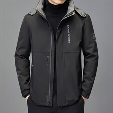 CB0007冬季男士派克服可脱卸兔毛内胆连帽中长款风衣P350图片