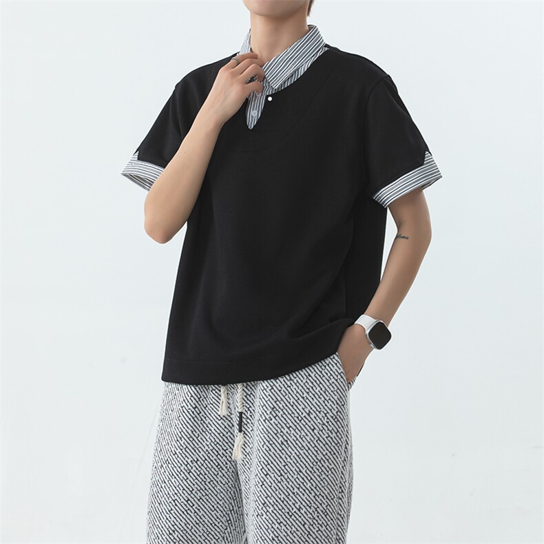 YK86087-P3253.4%棉46.6%聚酯纤维polo衫男款短袖短宽衬衣潮,男装Polo衫,电商A086-1