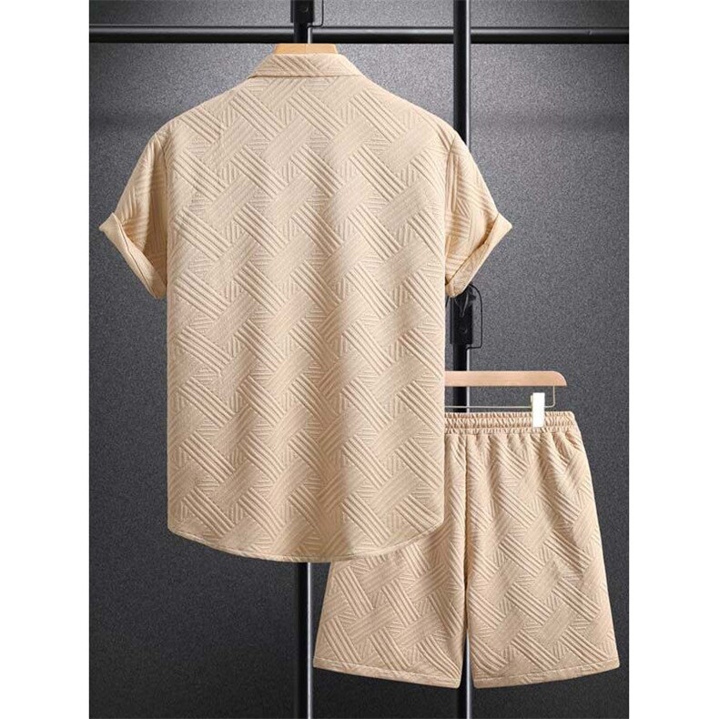 春夏季男士休闲运动针织花纹短袖两件套X402-2-TZ28P52控88大货足,男装T恤,星座402-2