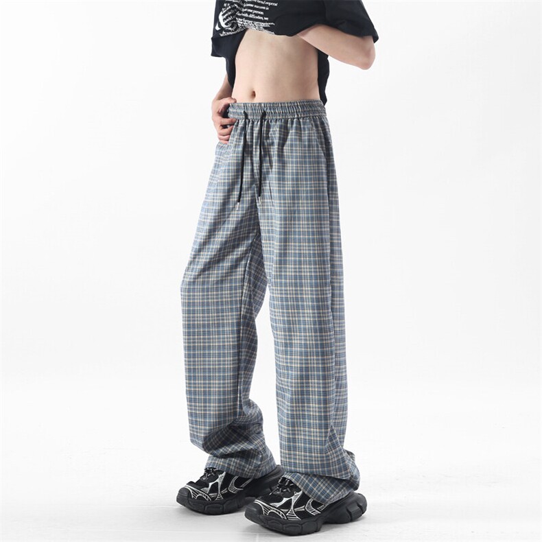 A429-YK1999特批40夏季格子美式宽松男垂感休闲裤，男装休闲裤，电商A429