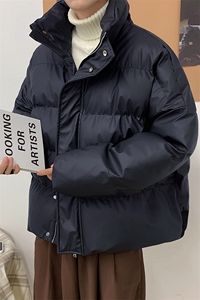 美式复古短款棉服男潮牌高街冬季加厚面包服PU羽绒棉225-2-20503图片