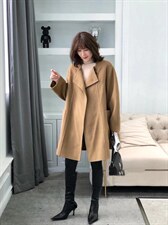 2021秋冬新款韩范小方领一粒羊角扣休闲宽松百分百羊毛双面呢，其它，L·H·X