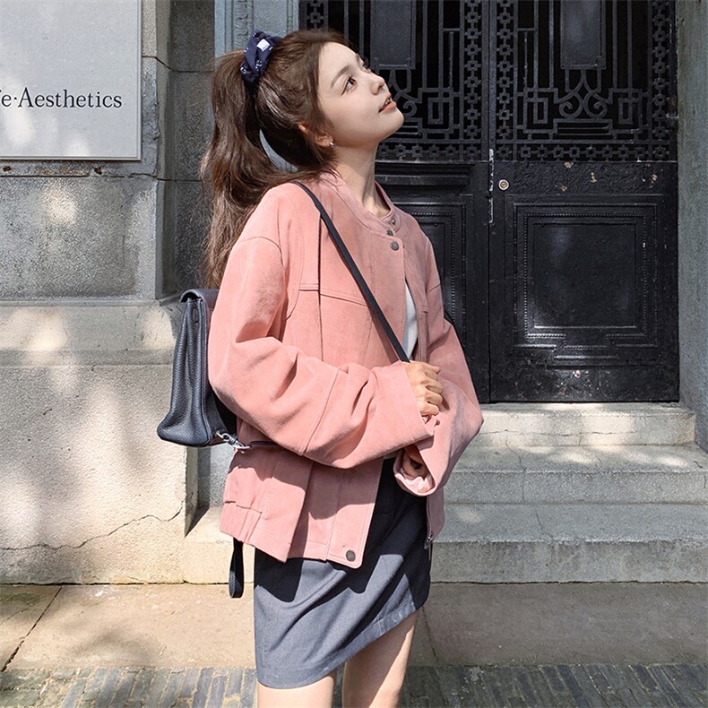 【已出货】2026设计感高品复古皮衣外套2C372-9023-P125控198,女装短外套,2C372