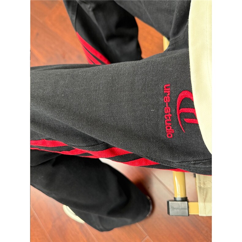 美式条纹牛仔裤男女新款三条杠裤子美式复古直筒裤N706-P48图片