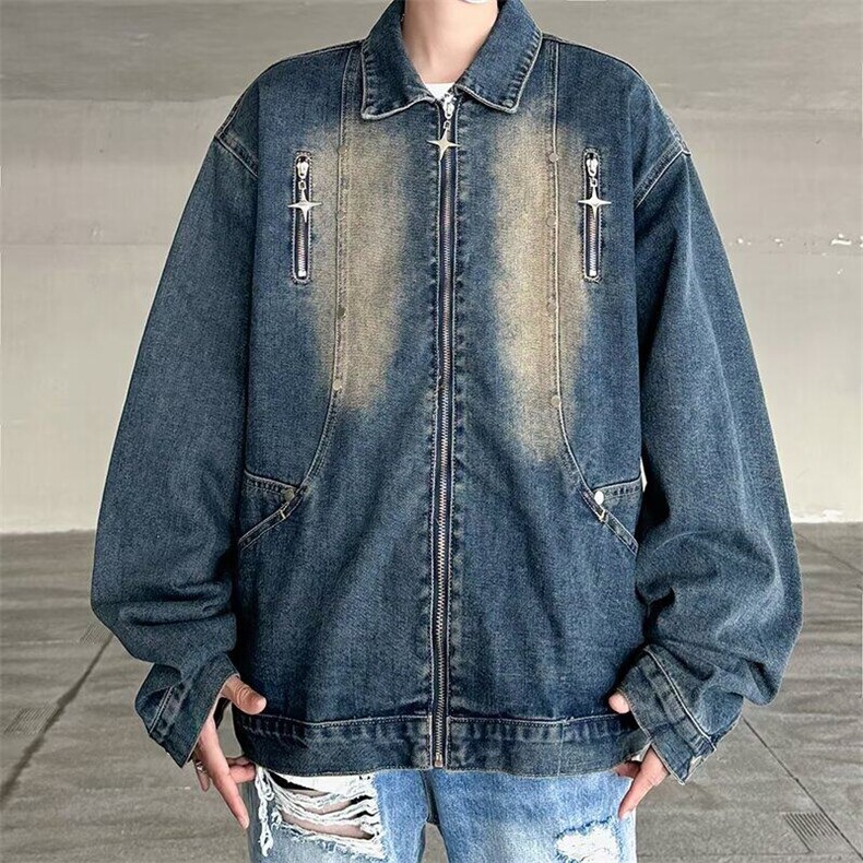 D2183-P70春秋牛仔夹克男韩版潮流帅气男士秋季休闲百搭男装外套,男装夹克,星座603-2