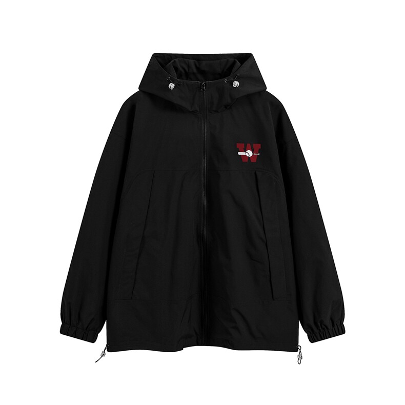 白底23新款秋季时尚百搭宽松字母印花连帽夹克外套F385P65控88,男装夹克,电商A247-1