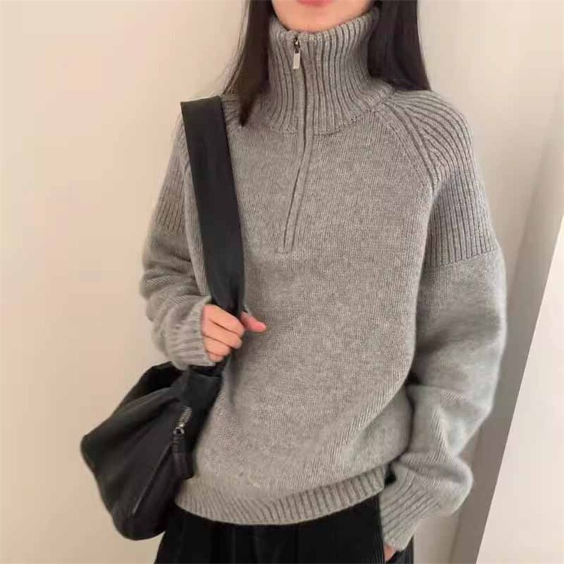 秋冬新款纯色针织套头上衣，女装羊绒衫，鹿一羊绒