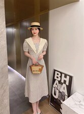 波点闺蜜款一长一短连衣裙，女装连衣裙，亿炫(5F)