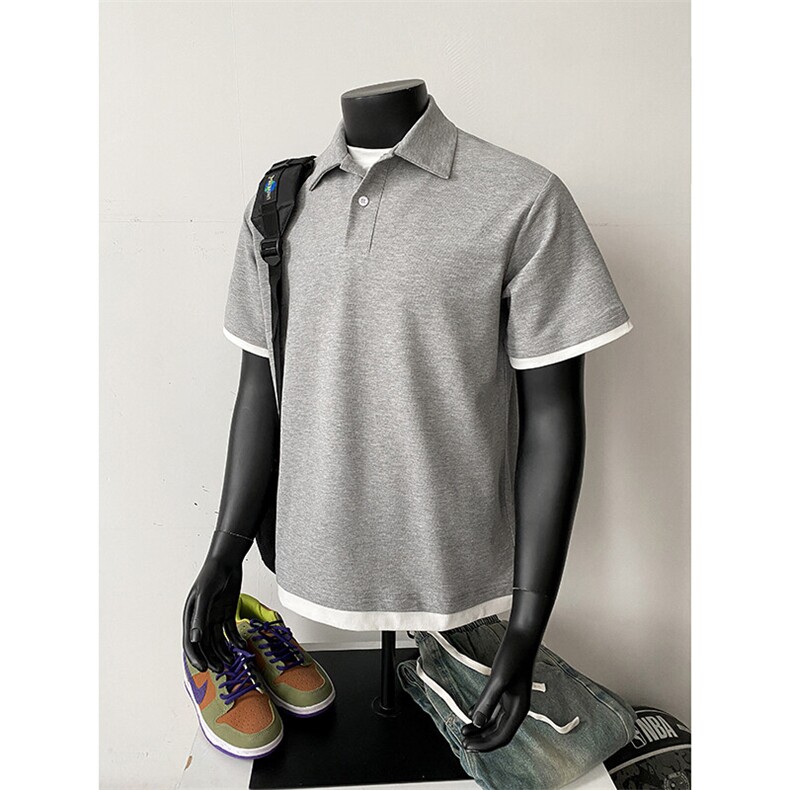 假两件短袖polo衫痞帅美式复古潮牌穿搭9029-P42，男装Polo衫，电商B380（原B361）
