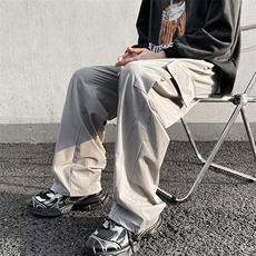 大口袋工装休闲裤男港风潮流高街帅气2024秋冬季ins长裤K4613-P33，男装休闲裤，星座412-3