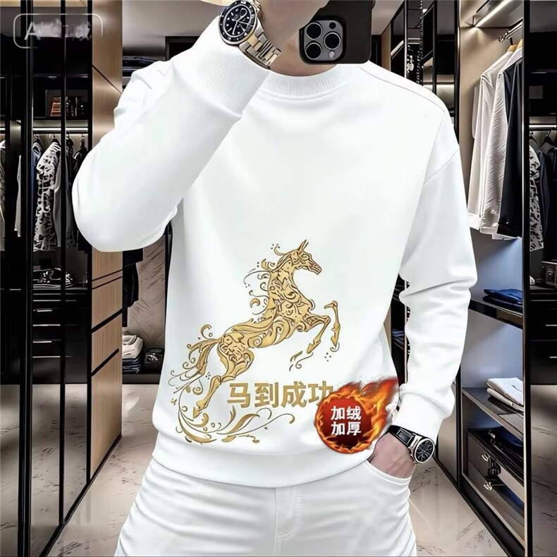 1506-1/WF1751/P37棉致暴富马年卫衣男加绒宽松红色本命年衣服,男装卫衣,星座1506-1