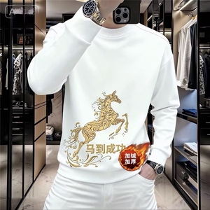 1506-1/WF1751/P37棉致暴富马年卫衣男加绒宽松红色本命年衣服图片