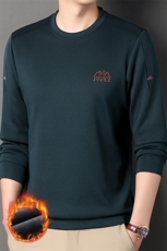 秋冬季男士卫衣加绒加厚潮流圆领休闲刺绣打底衫圆领保暖内搭男装，男装卫衣，钱塘6003（原4033）