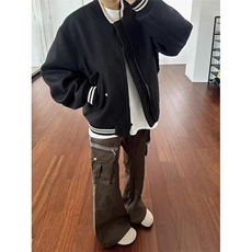 有货美式复古重磅廓形短宽棒球服夹克vibe风高级感外套L6544-P70，男装夹克，星座1008