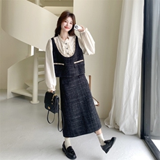 26春新款现-法式小香风高级感假两件优雅半裙套装2612-P175K288，女装套装/套裙，2B190