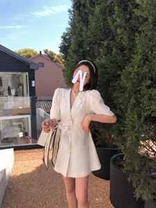 泡泡袖连衣裙图片
