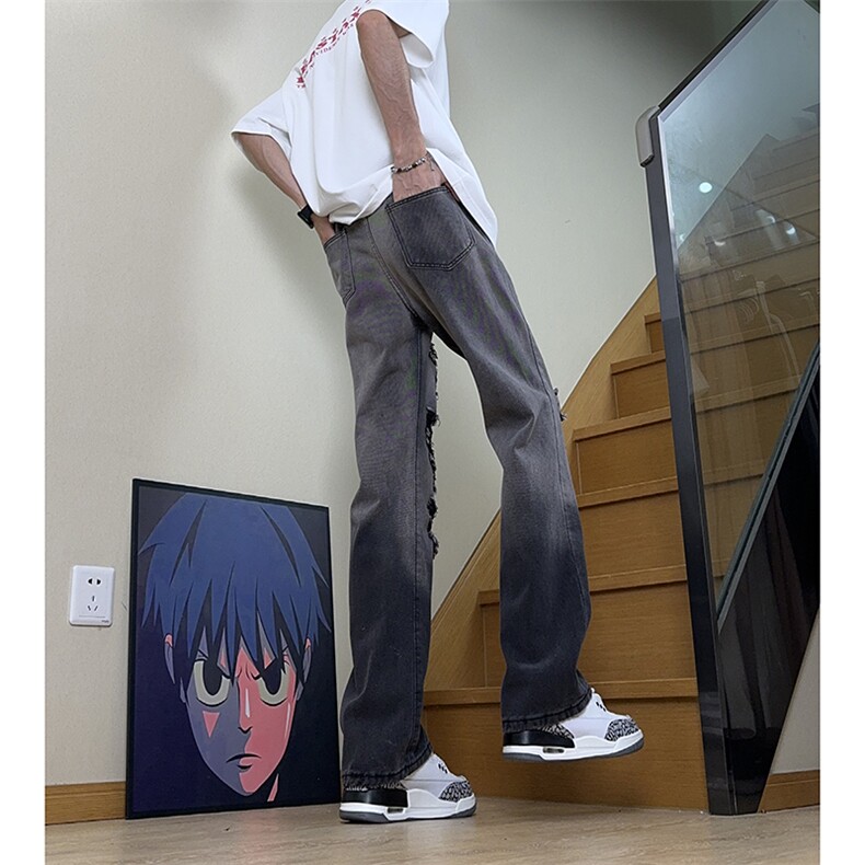 美式ins高街小众hiphop夏季破洞牛仔裤货号K729P60,男装牛仔裤,电商A063