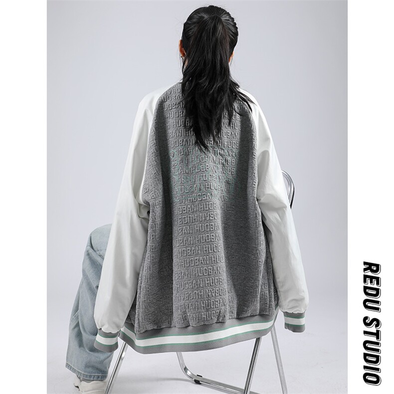 秋装新品潮韩版夹克棒球服男女中性风胸针刺绣宽松外套8013-P95,男装夹克,电商A441-1