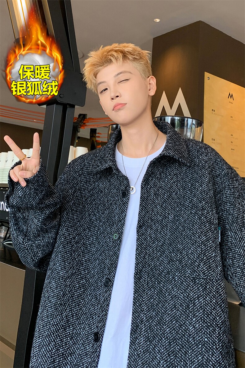 冬季港风加绒加厚宽松小香风翻领夹克外套J2655J加绒-特P55,男装夹克,电商A001-1