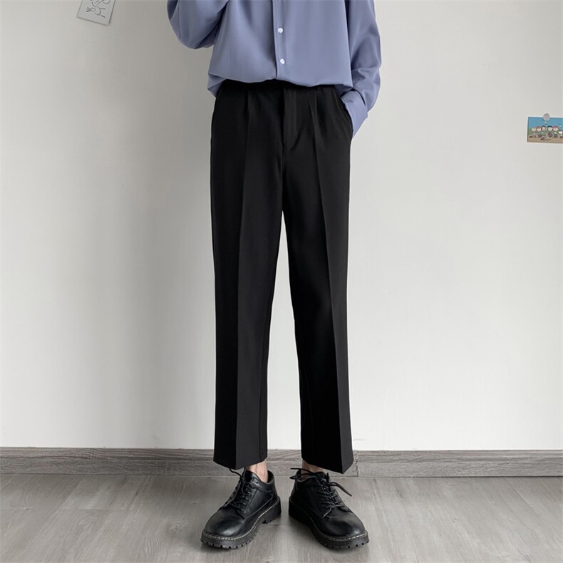 秋季韩版简约宽松阔腿直筒西裤青年纯色百搭潮流休闲裤7120,男装西裤,电商A318