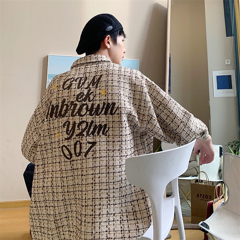 1港风小香风七分袖衬衫男大码中性风情侣潮衬衫QCS7019P45控69,男装衬衫,星座226-2