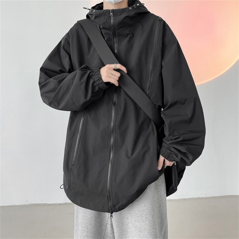 JK8109/P65秋装新品冲锋衣男风衣夹克美式机能工装多拉链外套连帽,男装夹克,电商A141