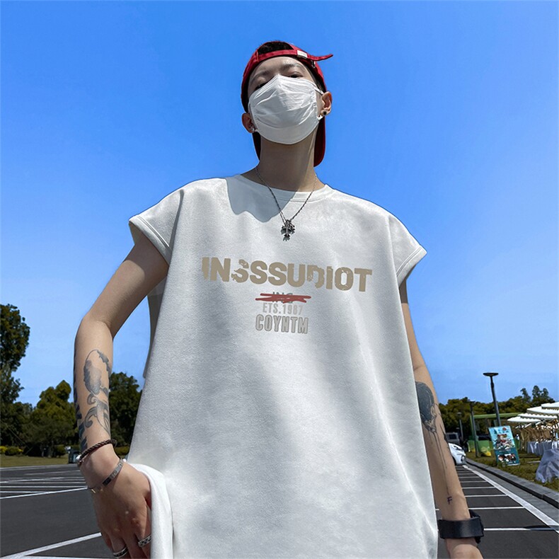 量大优供视频得物直播品230克夏季麂皮绒背心无袖T恤BJ259,男装背心/马甲,电商A486