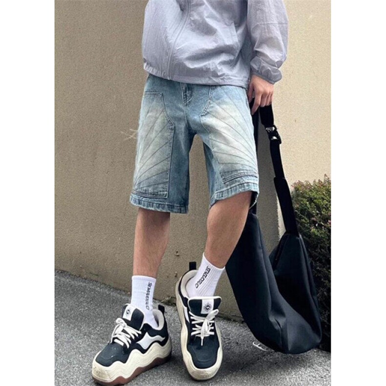 美式做旧牛仔短裤男潮流夏季新款宽松百搭直筒五分裤ND648,男装牛仔裤,星座1116A（原606A-3）
