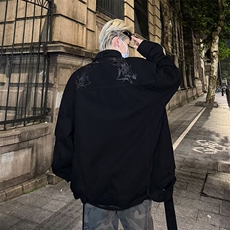 长袖常规款宽松型无品牌春秋冬立领提花外套男纯棉休闲潮牌2151，男装夹克，星座506