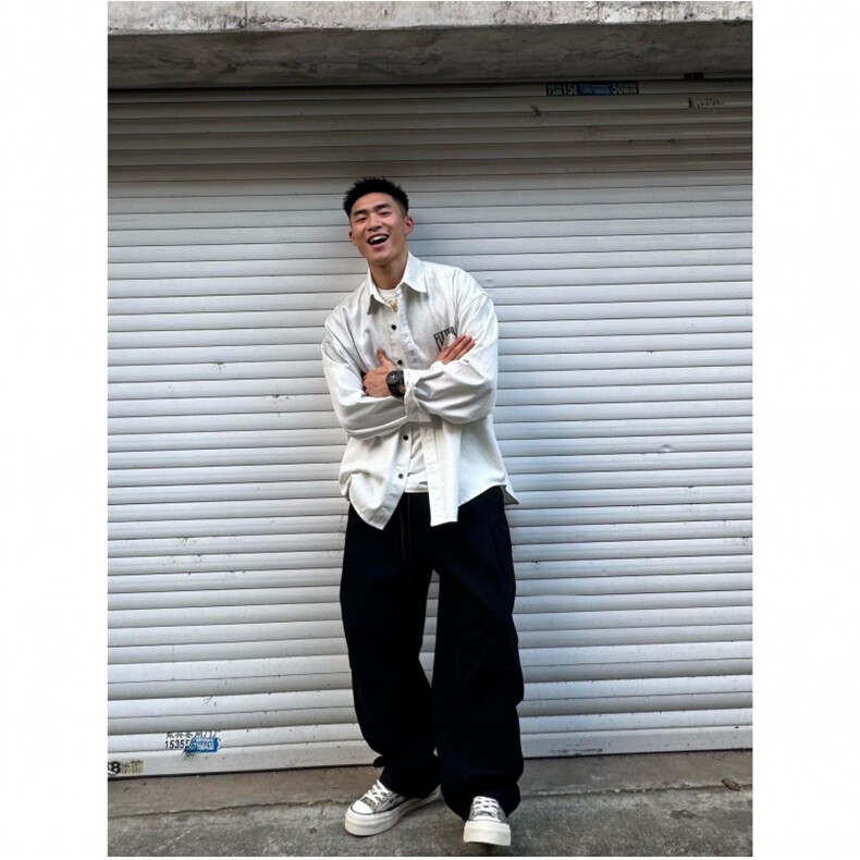 美式复古拼接褶皱伞兵工装裤男春夏季百搭宽松直筒休闲裤,男装牛仔裤,四季星座505
