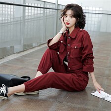 2021春季新款时尚优雅潮流休闲百搭舒适牛仔两件套，女装套装/套裙，纯色衣恋