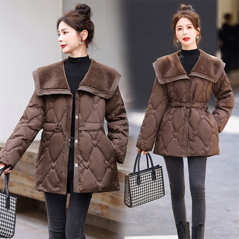 2023年冬季新款大毛领皮拼接棉衣现货，女装棉衣/棉服，艾尚靓装