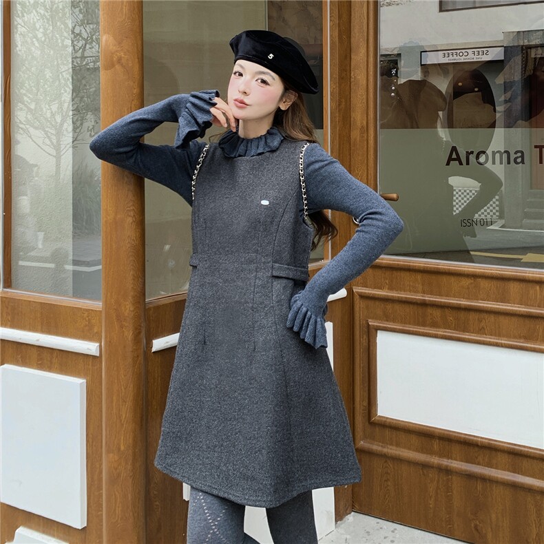 新款26早春学院风背心裙两件套6203-P175-K258,女装套装/套裙,2C057