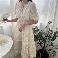 设计师品牌印花连衣裙，女装连衣裙，PURE