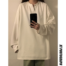 中性！春装新款亨利领T恤美式宽松华夫格卫衣情侣外套女106-P28，女装卫衣/绒衫，电商C213(原B265)