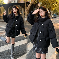 8816#光版手赛棉牛角扣短款棉服纯色面包服外套，女装棉衣/棉服，星座1210-1