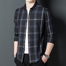 YYF2113秋冬季新款2022男士竹纤维尖领长袖套头时尚休闲衬衫P78，男装衬衫，电商B360