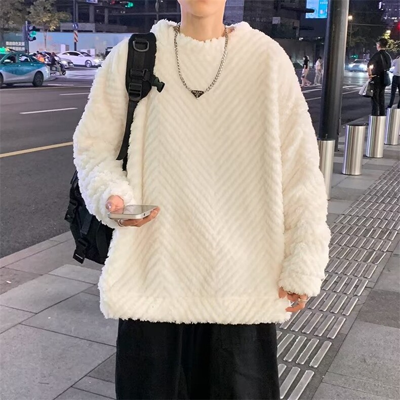 毛毛卫衣男韩版潮流冬季保暖2023新款ins宽松百搭外套WB146-P43,男装卫衣,星座412-3