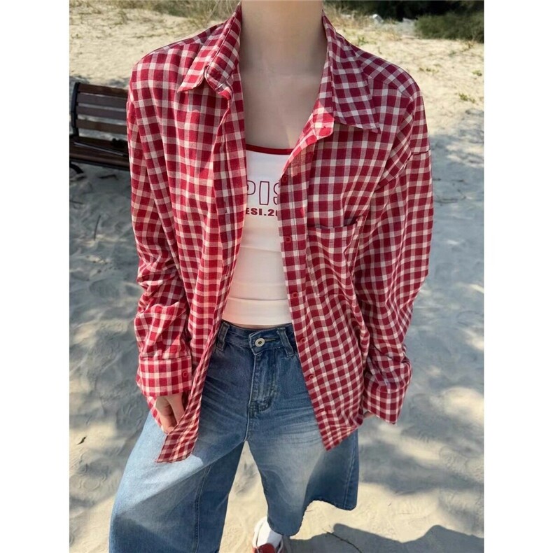 网络图现货美式潮流雅痞风百搭休闲格子防晒长袖衬衫JCS359-P42，男装防晒衣，星座715-7