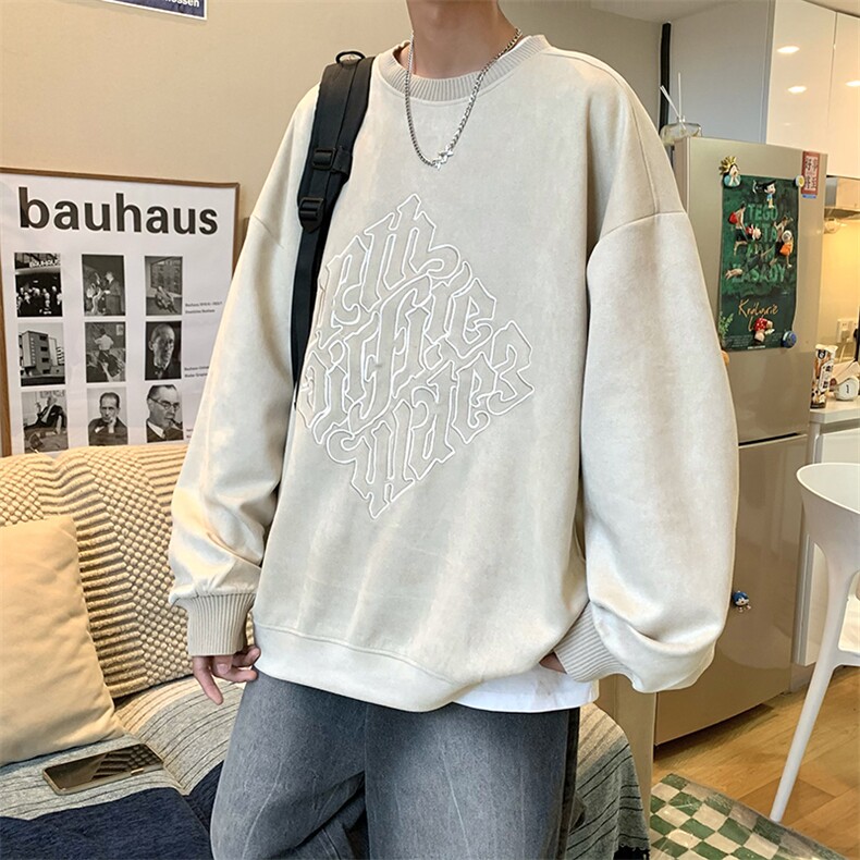 2025秋新款麂皮绒宽松休闲oversize情侣套头卫衣B266-Y601-P60,男装卫衣,星座B257-1