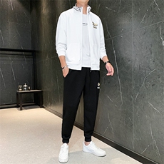 2021新款大码运动休闲印花开衫卫衣卫裤宽松夹克套装TZ0235-P60，男装套装，星座217-4
