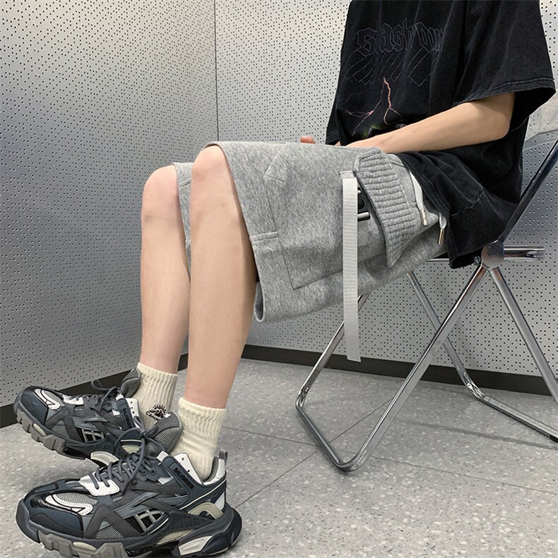 2025夏季五分短裤男设计感中裤高街痞帅运动篮球休闲裤K3262-P45图片