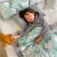 2024秋冬新款AB版40支全棉豆豆绒系列--豆豆被独角兽，毛毯毯子其他，格格屋家纺（原汀滢家纺）