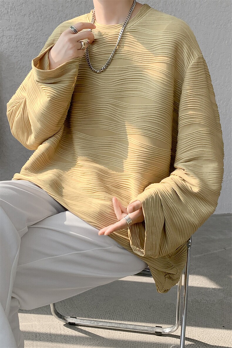 8XL-M肌理感长袖T恤男宽松重磅上衣痞帅高级感内搭打底衫P45控68,男装T恤,电商D206-1