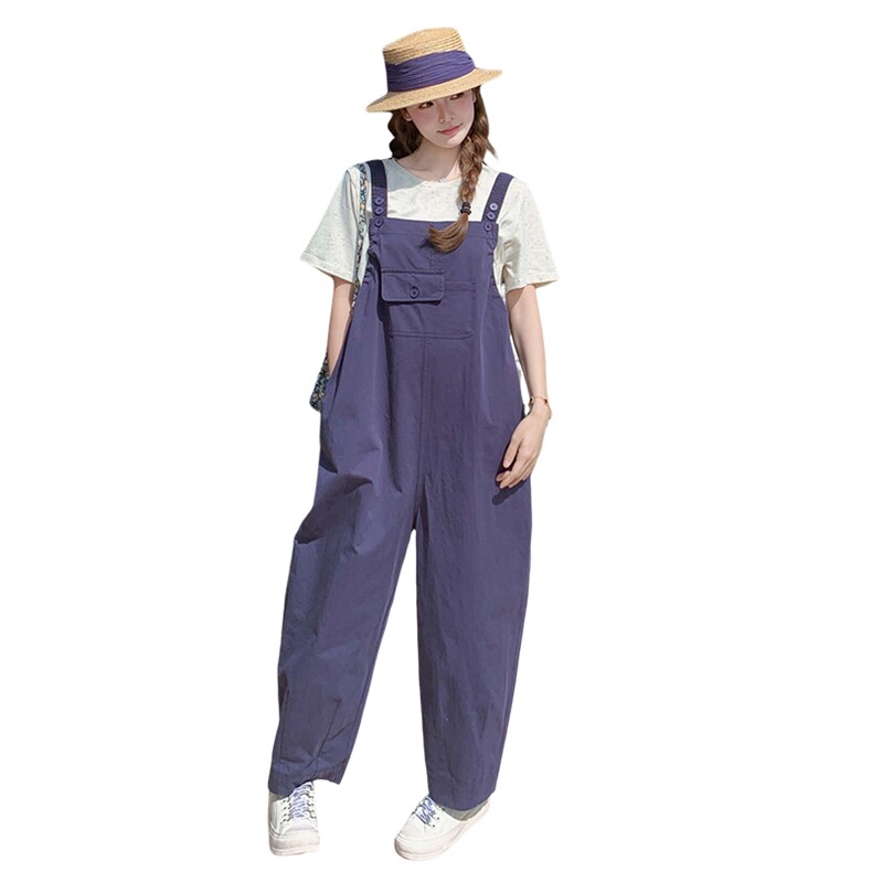 紫色宽松背带裤休闲女2025夏季新款高级感简约显瘦时尚,女装休闲裤,2C085